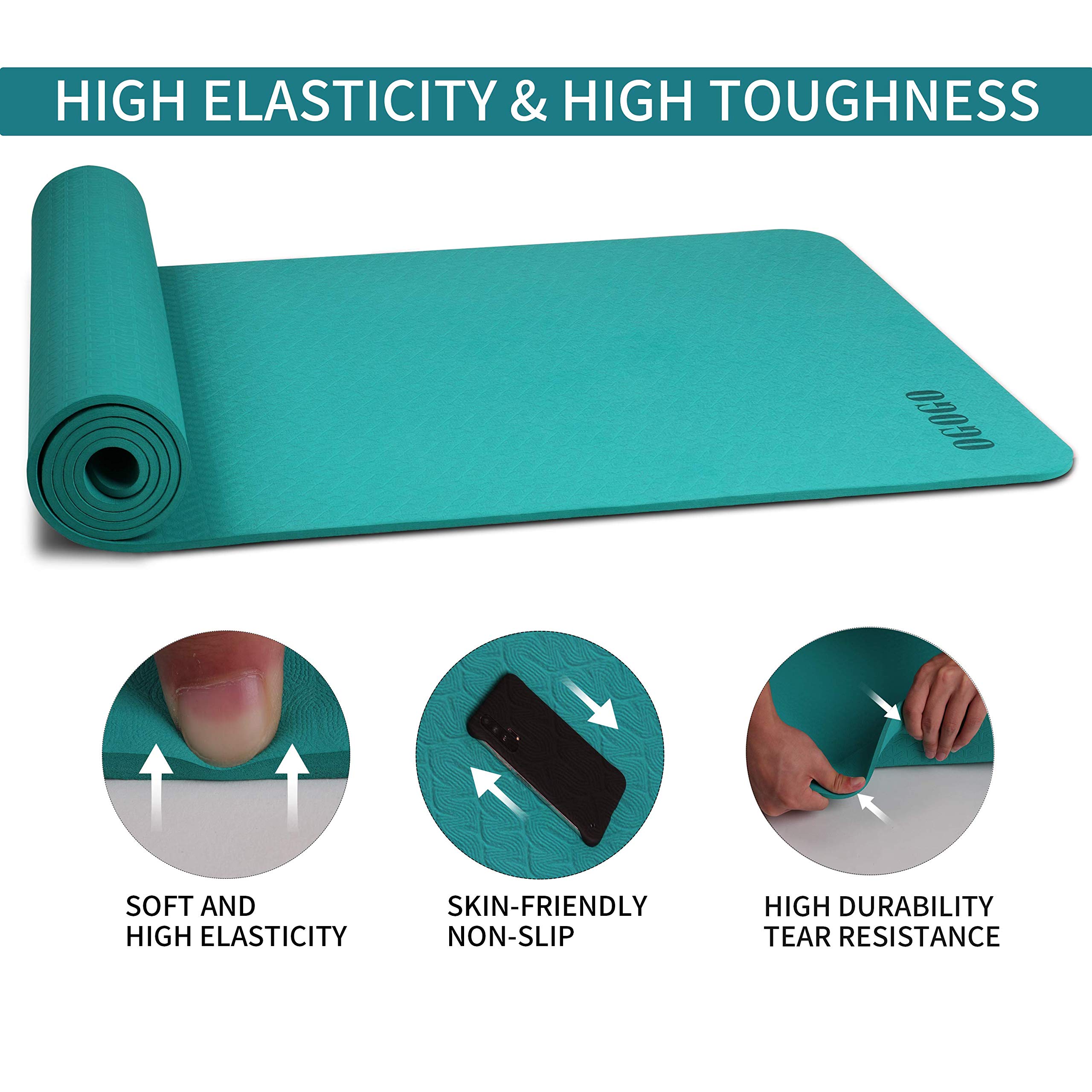 OGOGO Yoga Mat Double-Sided Non Slip,Eco Friendly Exercise Yoga Mat for Men and Women,Thick High Density Pro Mat with Carrying Strap