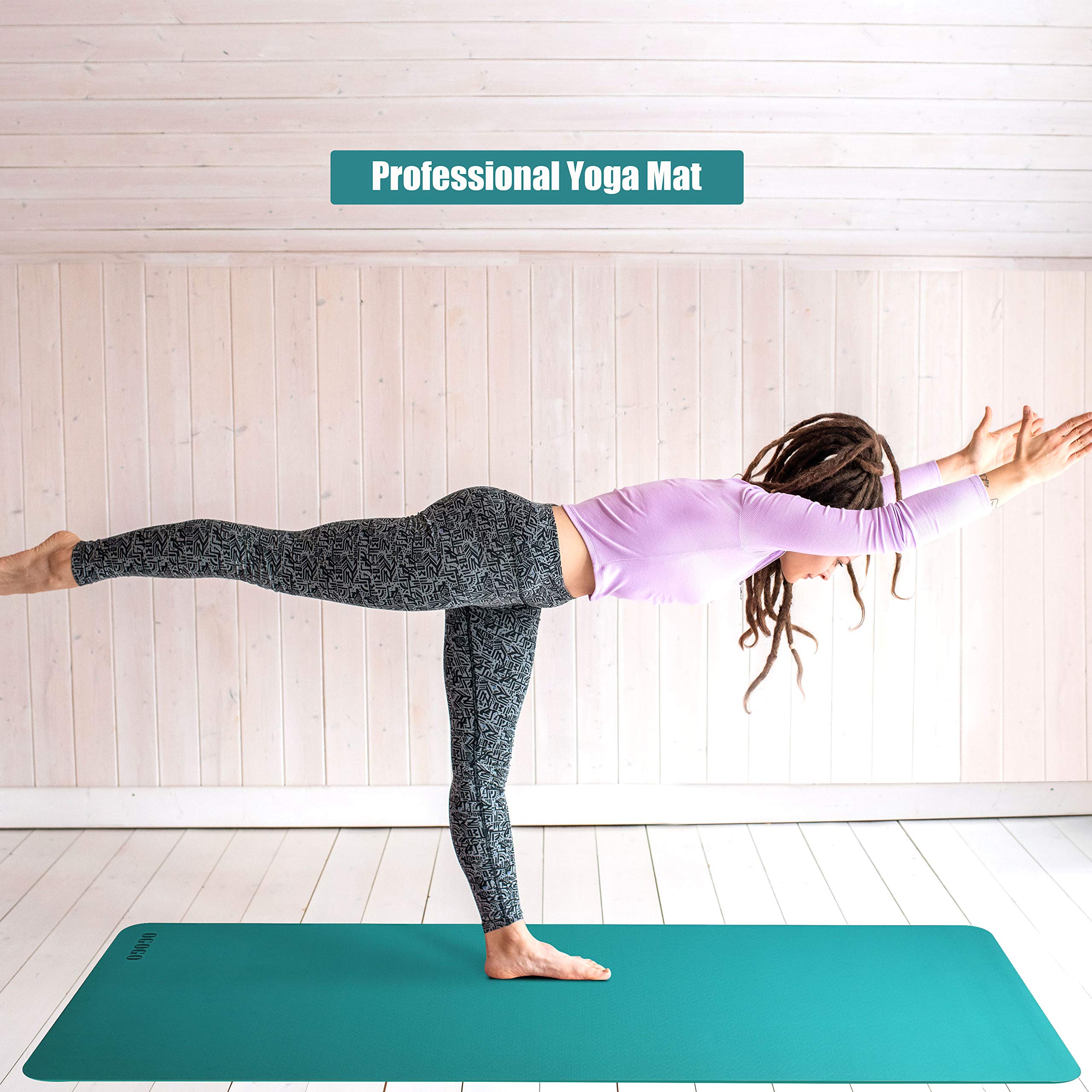 OGOGO Yoga Mat Double-Sided Non Slip,Eco Friendly Exercise Yoga Mat for Men and Women,Thick High Density Pro Mat with Carrying Strap
