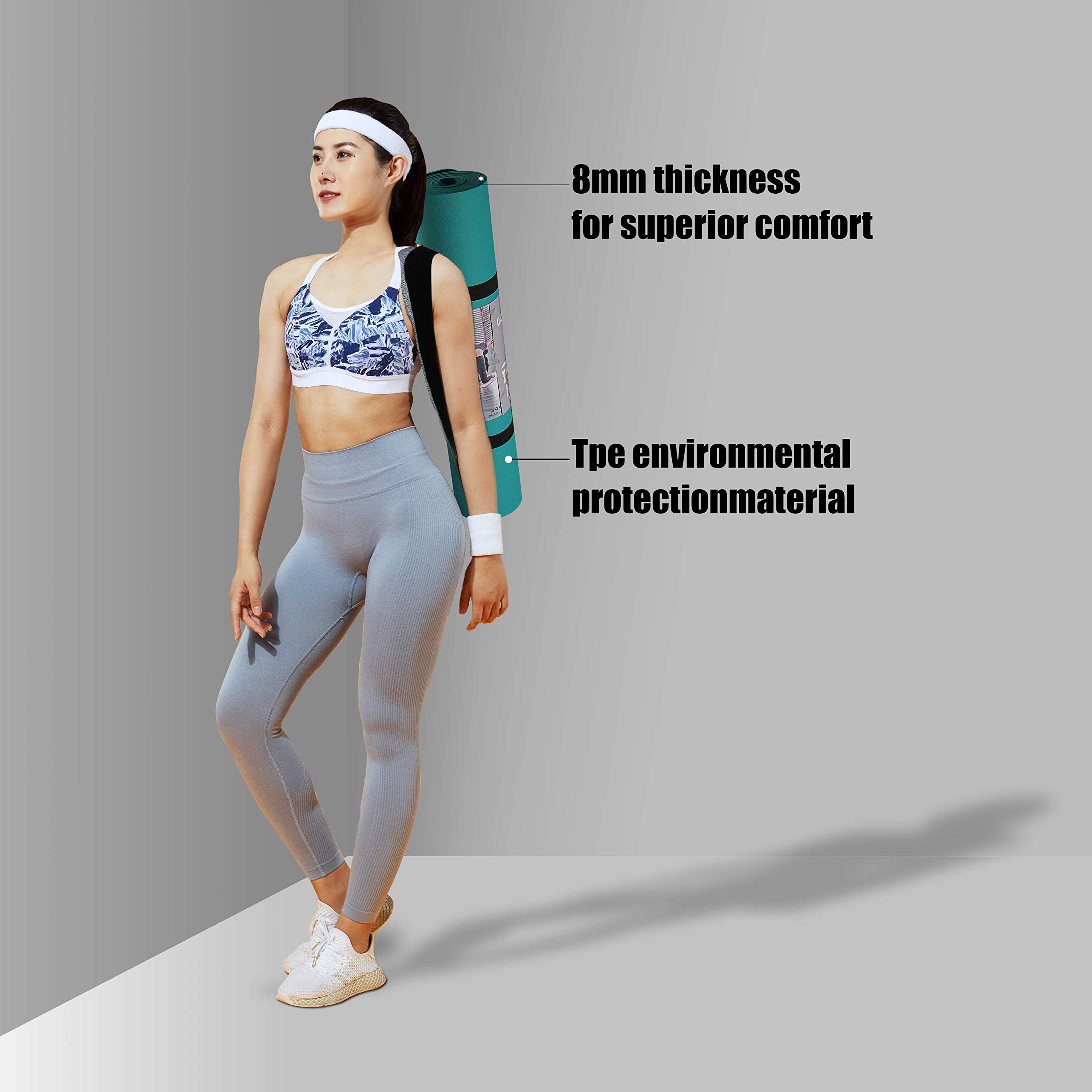 OGOGO Yoga Mat Double-Sided Non Slip,Eco Friendly Exercise Yoga Mat for Men and Women,Thick High Density Pro Mat with Carrying Strap